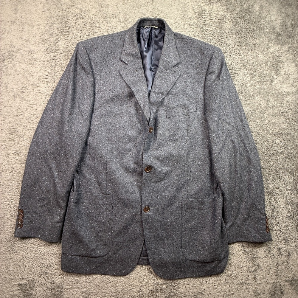 Jack Victor Mens 42L Soft Bamboo Wool Cashmere Sport Coat Blazer Jacket Blue